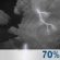 Saturday Night: Showers and thunderstorms likely before 7pm, then showers and thunderstorms likely. Mostly cloudy, with a low around 66. Southeast wind 0 to 5 mph. Chance of precipitation is 70%. Saturday Night: Showers And Thunderstorms Likely